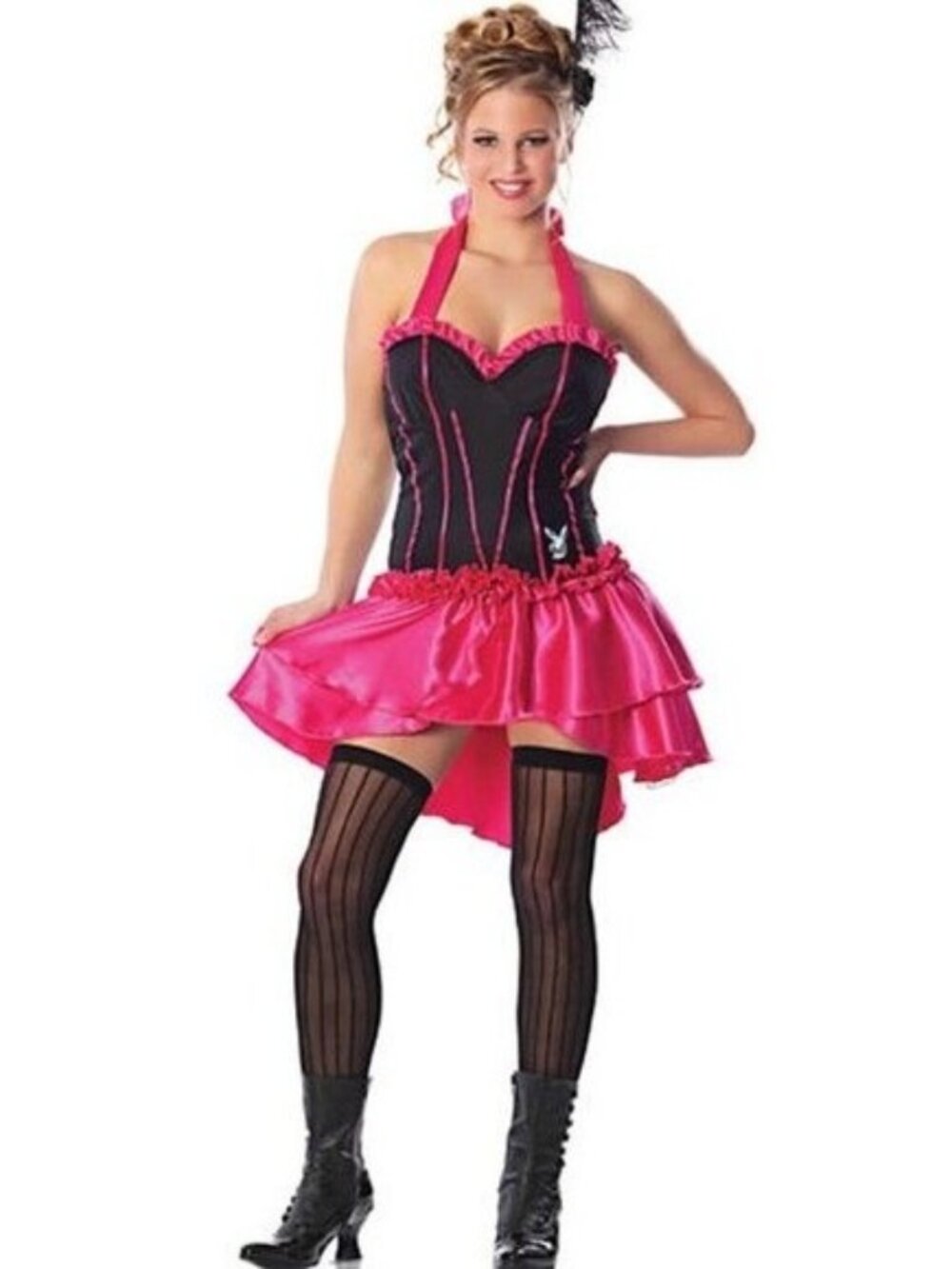 NEW Playboy Bunny Cabaret Playmate Hot Pink Halloween Costume Halter Dress